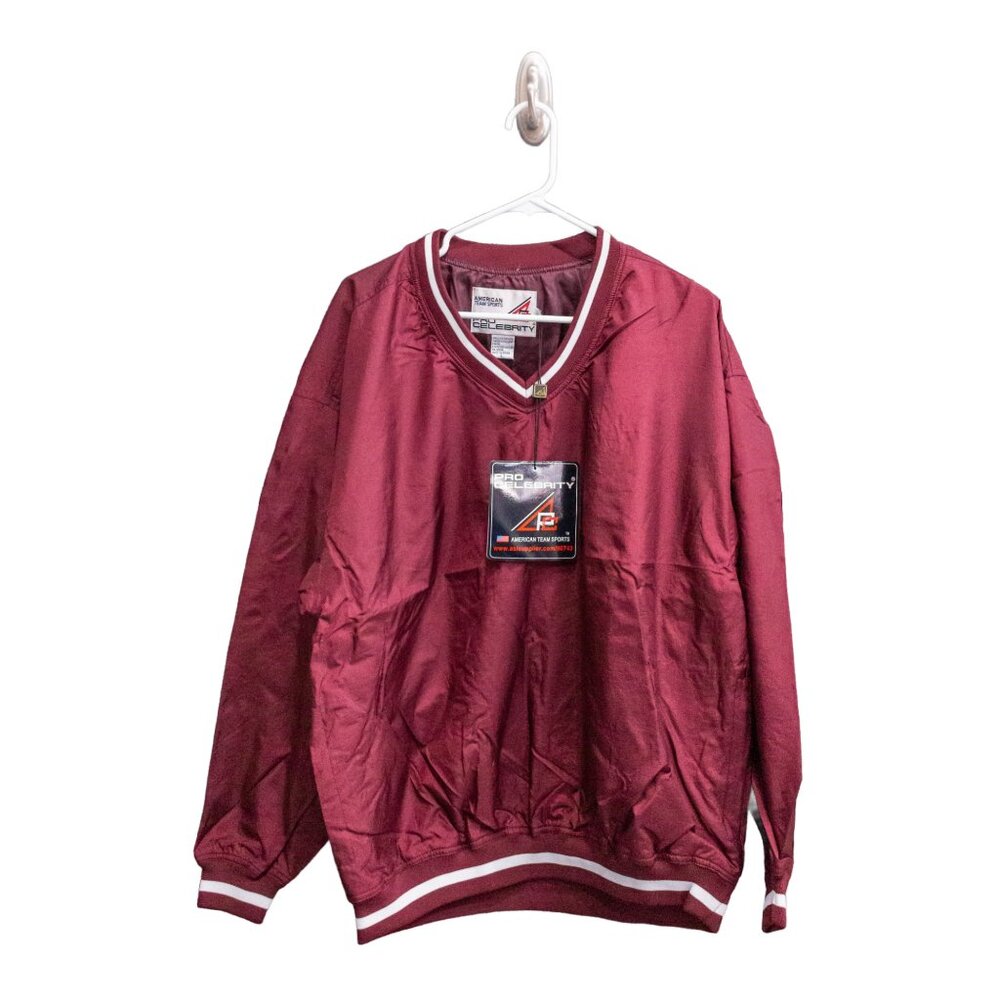 Pro Celebrity Maroon Windbreaker Pullover V-Neck, Size Large